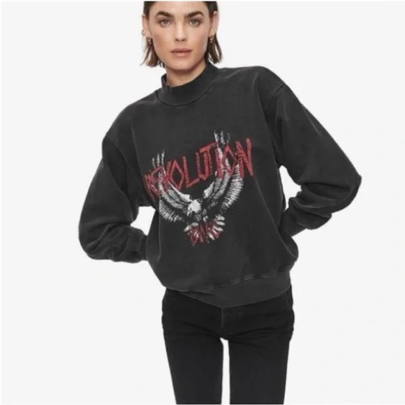 Anine Bing Revolution Washed Charcoal Sweatshirt - Picture 2 of 10